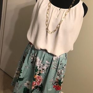 SOLD Vintage Style Mint Floral A-Line Skirt